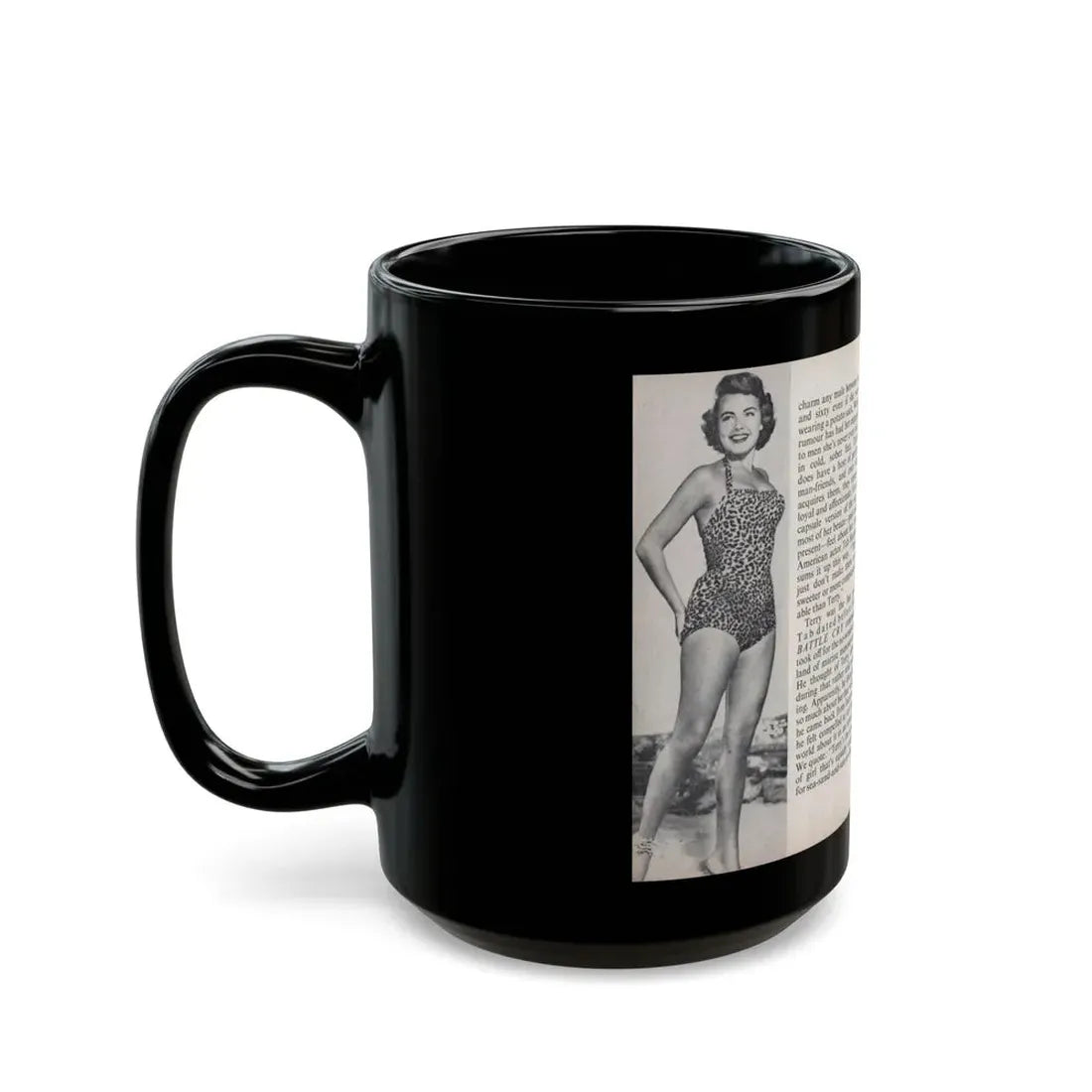 Terry Moore #447 - 66 PHOTOGRAPHS OF Terry MOORE U.K. Pocket Mag. Pages 24 & 25 (Vintage Female Icon) Black Coffee Mug - Go Mug Yourself