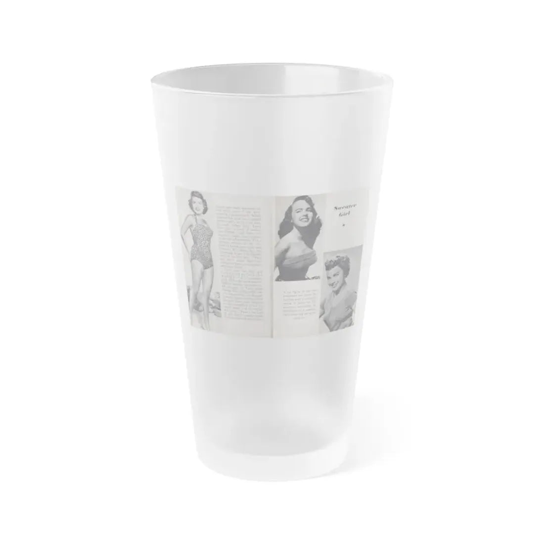 Terry Moore #447 - 66 PHOTOGRAPHS OF Terry MOORE U.K. Pocket Mag. Pages 24 & 25 (Vintage Female Icon) Frosted Pint Glass 16oz 16oz Frosted - Go Mug Yourself