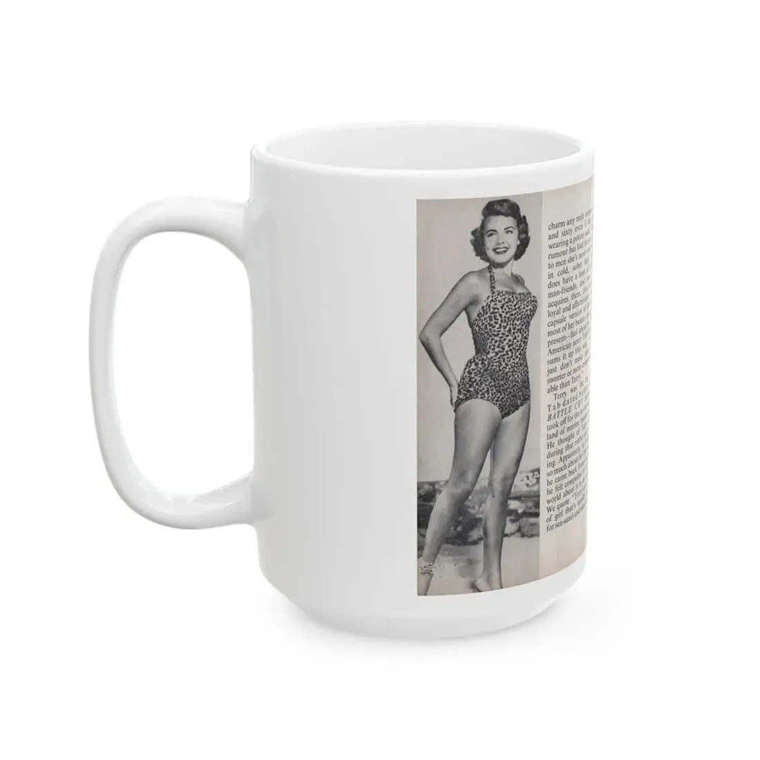 Terry Moore #447 - 66 PHOTOGRAPHS OF Terry MOORE U.K. Pocket Mag. Pages 24 & 25 (Vintage Female Icon) White Coffee Mug - Go Mug Yourself
