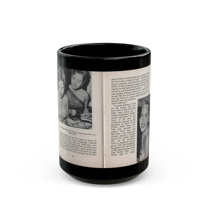 Terry Moore #448 - 66 PHOTOGRAPHS OF Terry MOORE U.K. Pocket Mag. Pages 26 & 27 (Vintage Female Icon) Black Coffee Mug 15oz - Go Mug Yourself