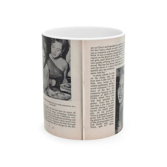 Terry Moore #448 - 66 PHOTOGRAPHS OF Terry MOORE U.K. Pocket Mag. Pages 26 & 27 (Vintage Female Icon) White Coffee Mug 11oz - Go Mug Yourself