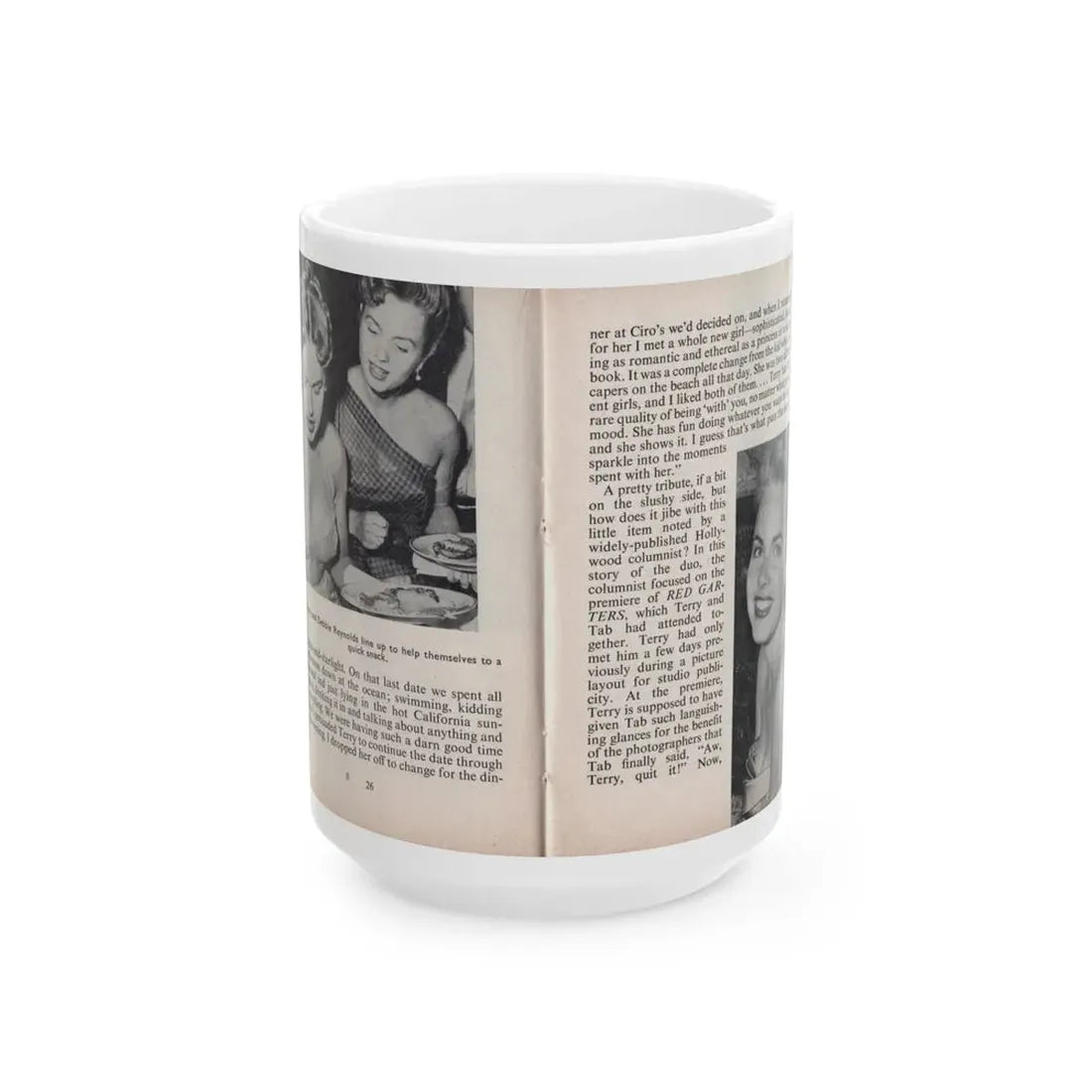 Terry Moore #448 - 66 PHOTOGRAPHS OF Terry MOORE U.K. Pocket Mag. Pages 26 & 27 (Vintage Female Icon) White Coffee Mug 15oz - Go Mug Yourself
