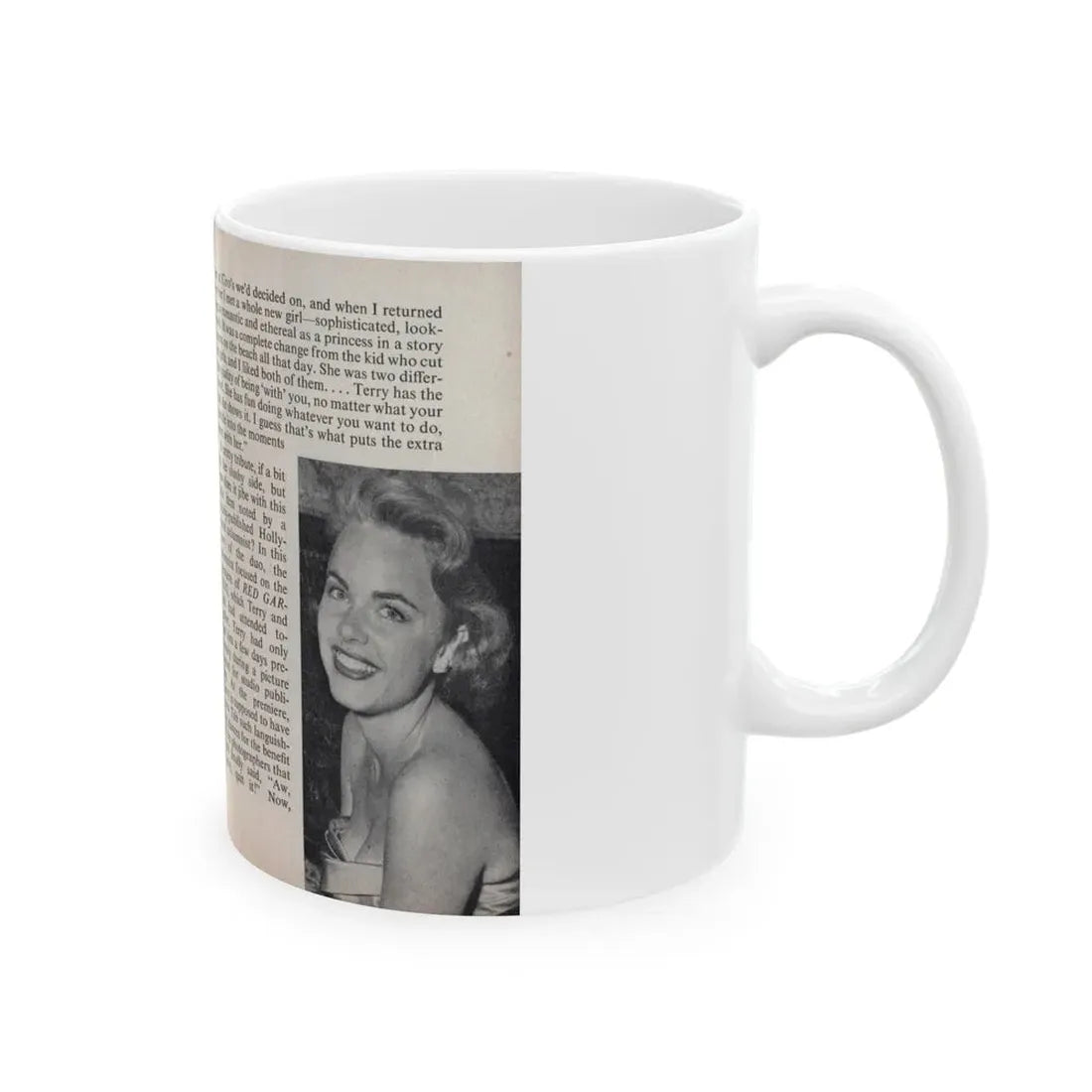 Terry Moore #448 - 66 PHOTOGRAPHS OF Terry MOORE U.K. Pocket Mag. Pages 26 & 27 (Vintage Female Icon) White Coffee Mug - Go Mug Yourself