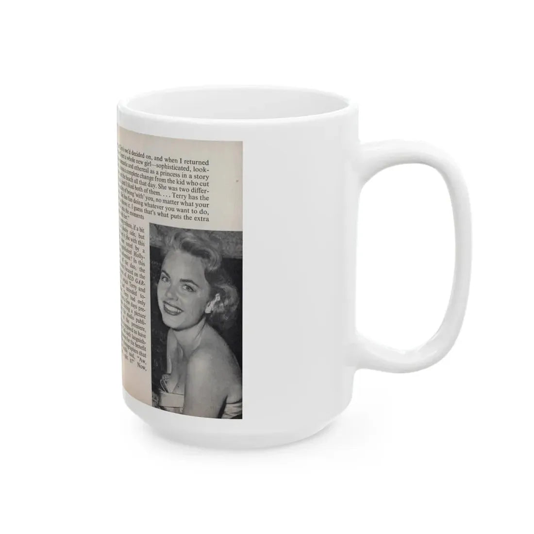 Terry Moore #448 - 66 PHOTOGRAPHS OF Terry MOORE U.K. Pocket Mag. Pages 26 & 27 (Vintage Female Icon) White Coffee Mug - Go Mug Yourself