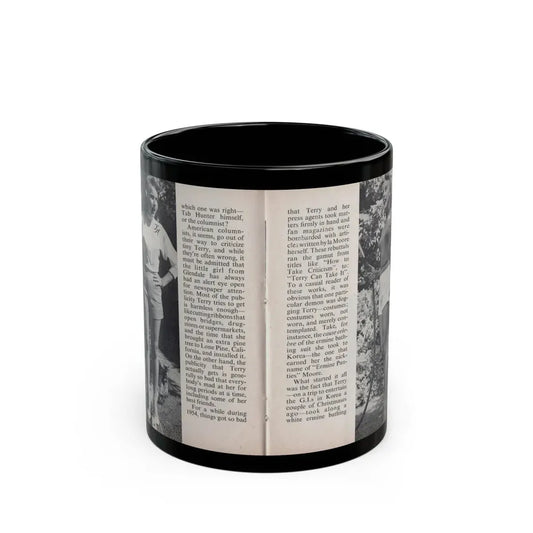 Terry Moore #449 - 66 PHOTOGRAPHS OF Terry MOORE U.K. Pocket Mag. Pages 28 & 29 (Vintage Female Icon) Black Coffee Mug 11oz - Go Mug Yourself