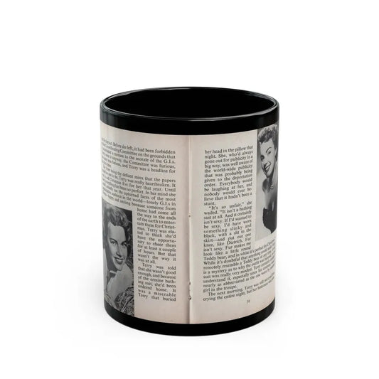Terry Moore #450 - 66 PHOTOGRAPHS OF Terry MOORE U.K. Pocket Mag. Pages 30 & 31 (Vintage Female Icon) Black Coffee Mug 11oz - Go Mug Yourself