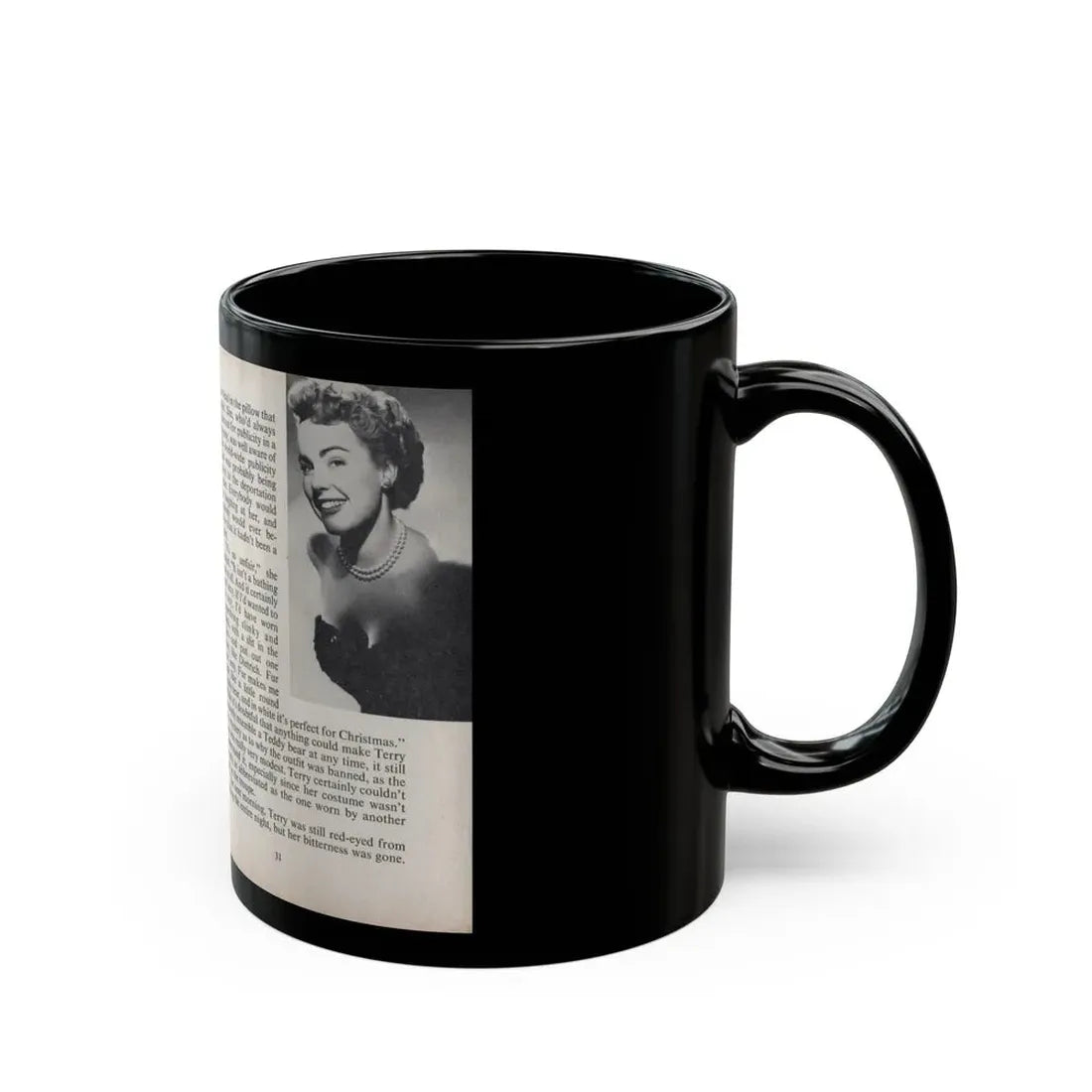 Terry Moore #450 - 66 PHOTOGRAPHS OF Terry MOORE U.K. Pocket Mag. Pages 30 & 31 (Vintage Female Icon) Black Coffee Mug - Go Mug Yourself