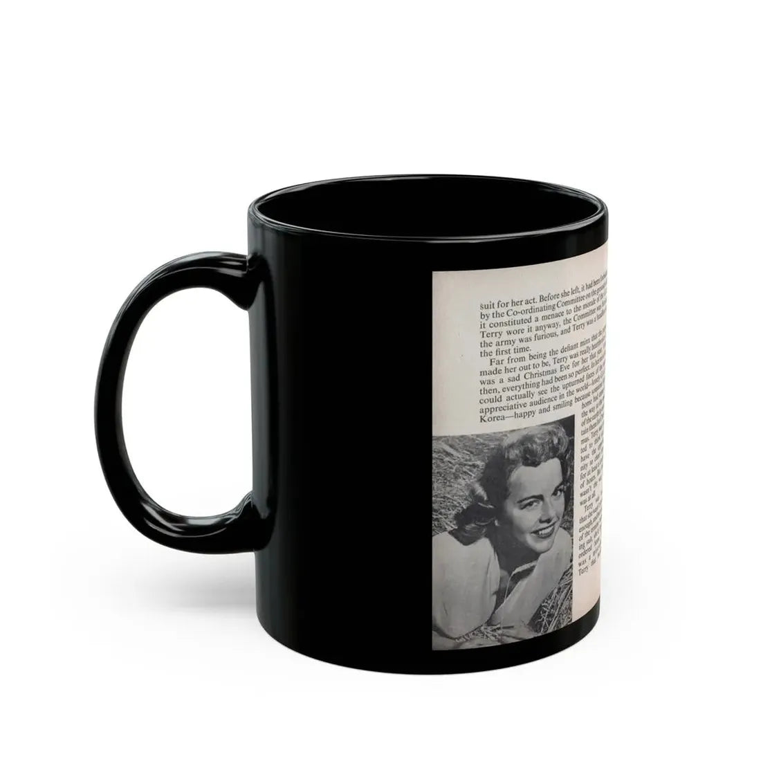 Terry Moore #450 - 66 PHOTOGRAPHS OF Terry MOORE U.K. Pocket Mag. Pages 30 & 31 (Vintage Female Icon) Black Coffee Mug - Go Mug Yourself
