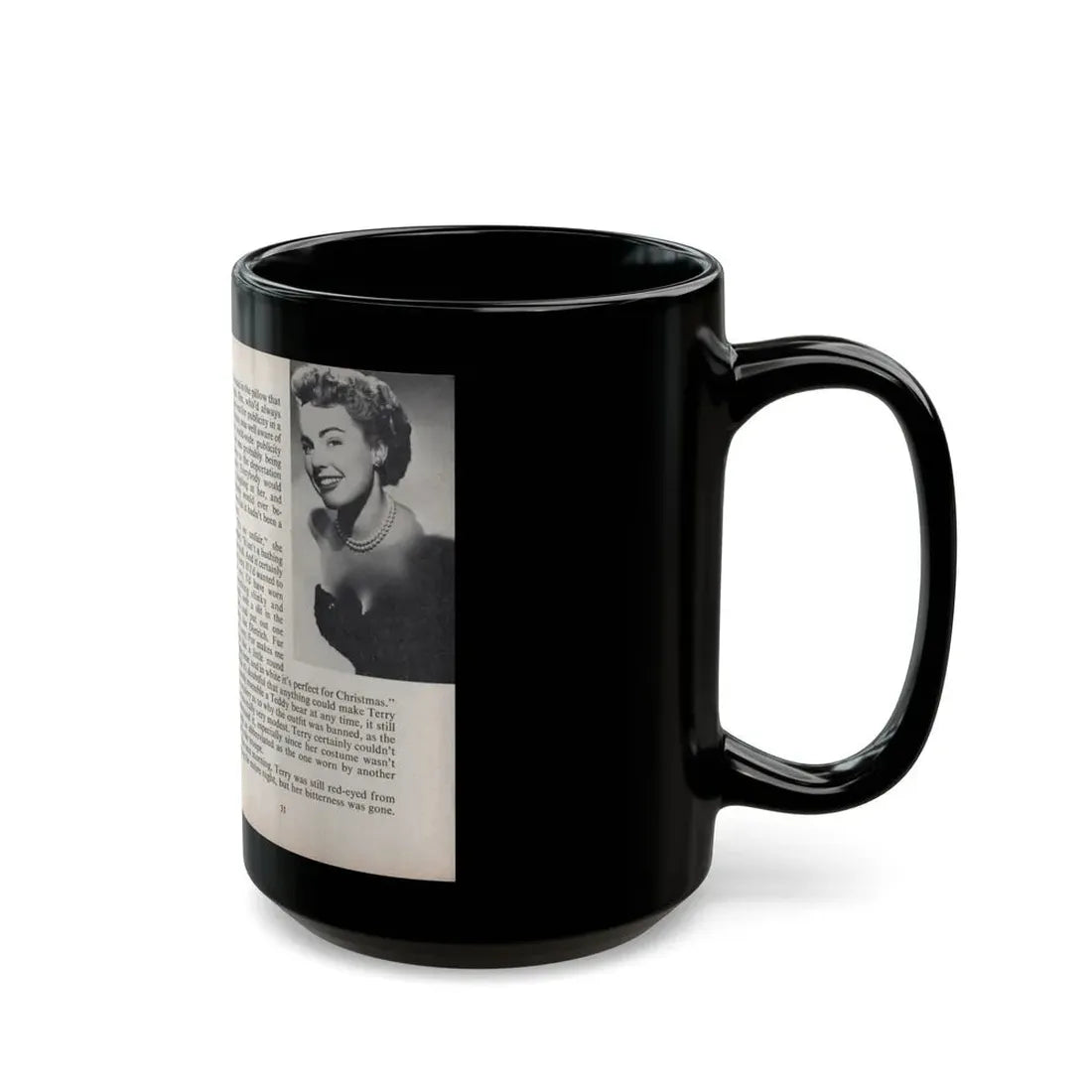 Terry Moore #450 - 66 PHOTOGRAPHS OF Terry MOORE U.K. Pocket Mag. Pages 30 & 31 (Vintage Female Icon) Black Coffee Mug - Go Mug Yourself