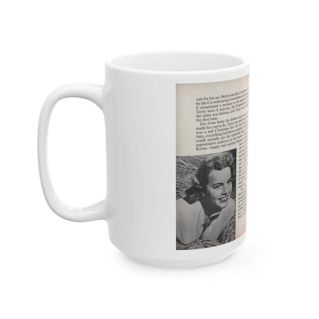 Terry Moore #450 - 66 PHOTOGRAPHS OF Terry MOORE U.K. Pocket Mag. Pages 30 & 31 (Vintage Female Icon) White Coffee Mug - Go Mug Yourself