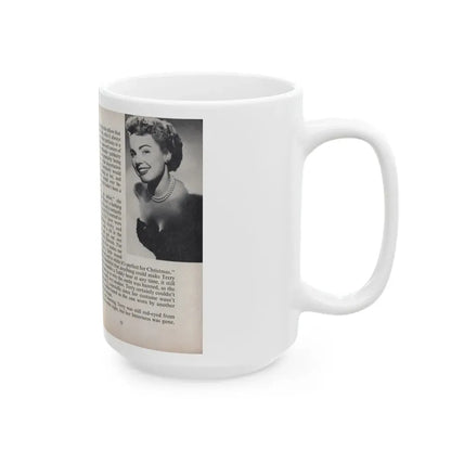 Terry Moore #450 - 66 PHOTOGRAPHS OF Terry MOORE U.K. Pocket Mag. Pages 30 & 31 (Vintage Female Icon) White Coffee Mug - Go Mug Yourself