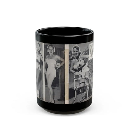 Terry Moore #451 - 66 PHOTOGRAPHS OF Terry MOORE U.K. Pocket Mag. Pages 32 & 33 (Vintage Female Icon) Black Coffee Mug 15oz - Go Mug Yourself