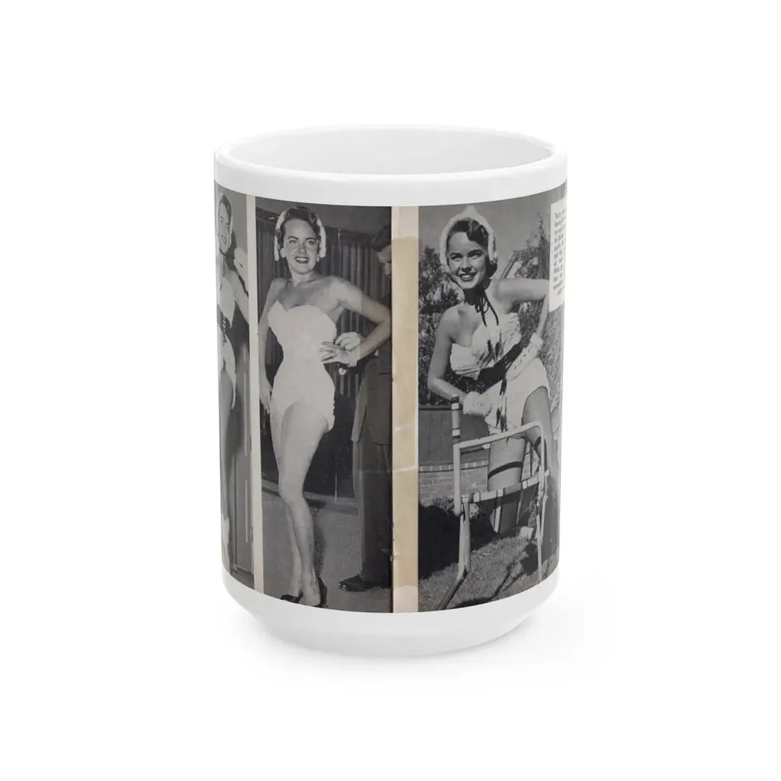 Terry Moore #451 - 66 PHOTOGRAPHS OF Terry MOORE U.K. Pocket Mag. Pages 32 & 33 (Vintage Female Icon) White Coffee Mug 15oz - Go Mug Yourself
