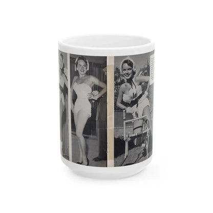 Terry Moore #451 - 66 PHOTOGRAPHS OF Terry MOORE U.K. Pocket Mag. Pages 32 & 33 (Vintage Female Icon) White Coffee Mug 15oz - Go Mug Yourself