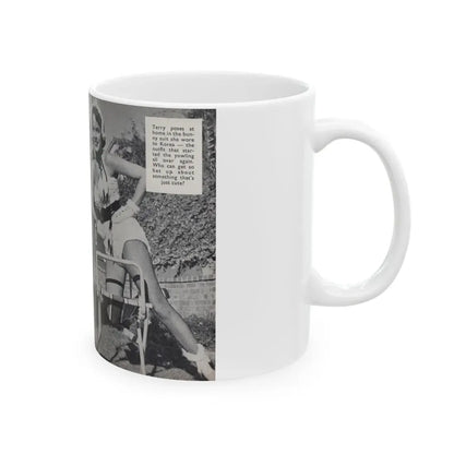 Terry Moore #451 - 66 PHOTOGRAPHS OF Terry MOORE U.K. Pocket Mag. Pages 32 & 33 (Vintage Female Icon) White Coffee Mug - Go Mug Yourself
