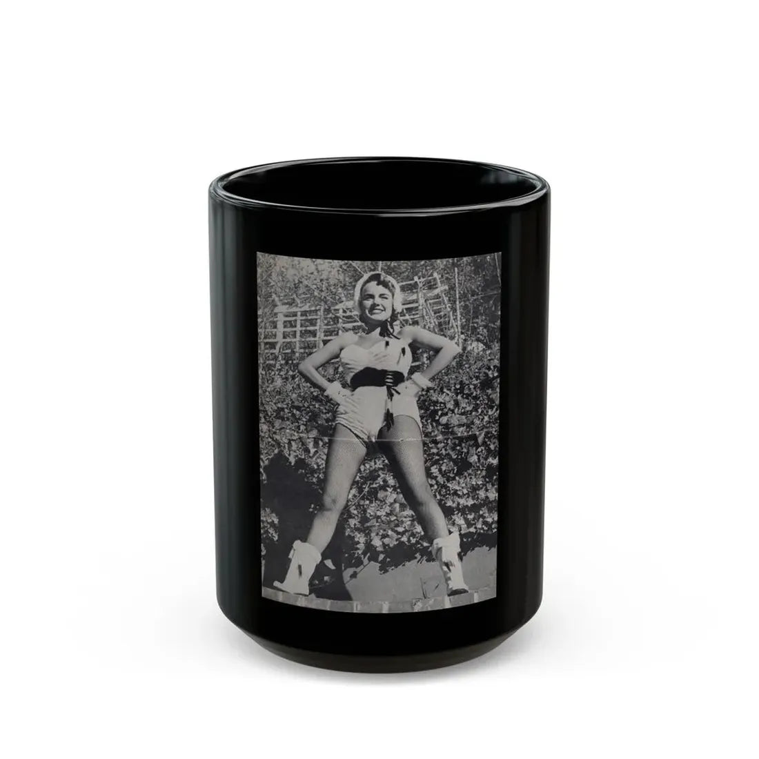Terry Moore #452 - 66 PHOTOGRAPHS OF Terry MOORE U.K. Pocket Mag. Pages 34 & 35 (Vintage Female Icon) Black Coffee Mug 15oz - Go Mug Yourself