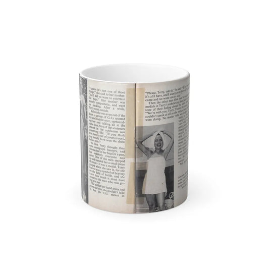Terry Moore #453 - 66 PHOTOGRAPHS OF Terry MOORE U.K. Pocket Mag. Pages 36 & 37 (Vintage Female Icons) Color Changing Mug 11oz-11oz-Go Mug Yourself