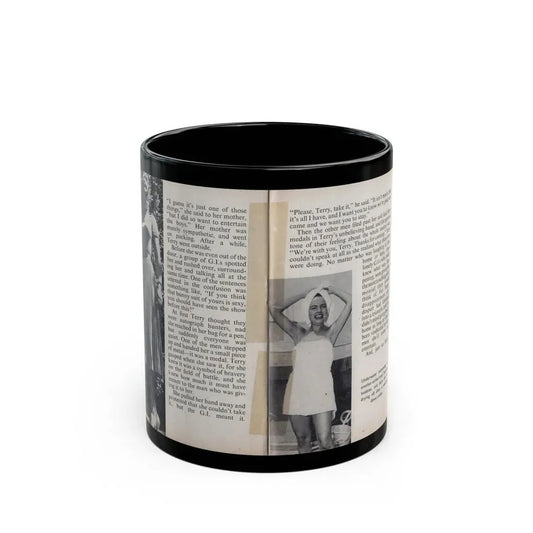 Terry Moore #453 - 66 PHOTOGRAPHS OF Terry MOORE U.K. Pocket Mag. Pages 36 & 37 (Vintage Female Icon) Black Coffee Mug 11oz - Go Mug Yourself
