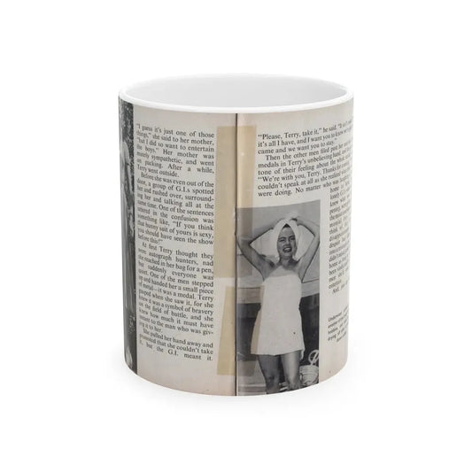 Terry Moore #453 - 66 PHOTOGRAPHS OF Terry MOORE U.K. Pocket Mag. Pages 36 & 37 (Vintage Female Icon) White Coffee Mug 11oz - Go Mug Yourself