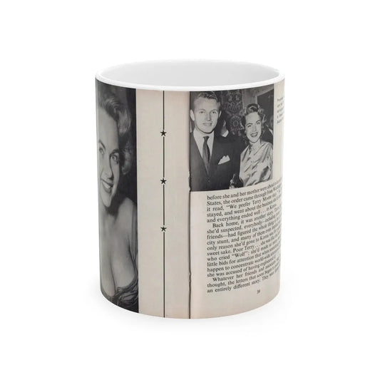Terry Moore #454 - 66 PHOTOGRAPHS OF Terry MOORE U.K. Pocket Mag. Pages 38 & 39 (Vintage Female Icon) White Coffee Mug 11oz - Go Mug Yourself
