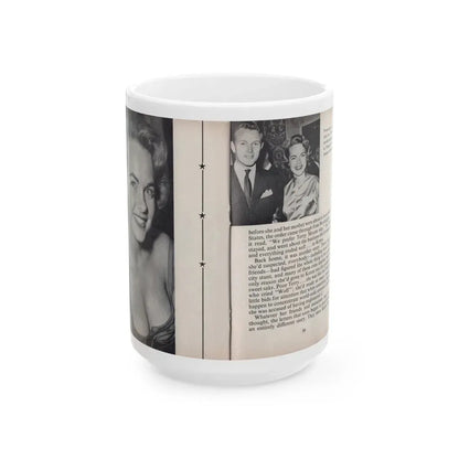 Terry Moore #454 - 66 PHOTOGRAPHS OF Terry MOORE U.K. Pocket Mag. Pages 38 & 39 (Vintage Female Icon) White Coffee Mug 15oz - Go Mug Yourself