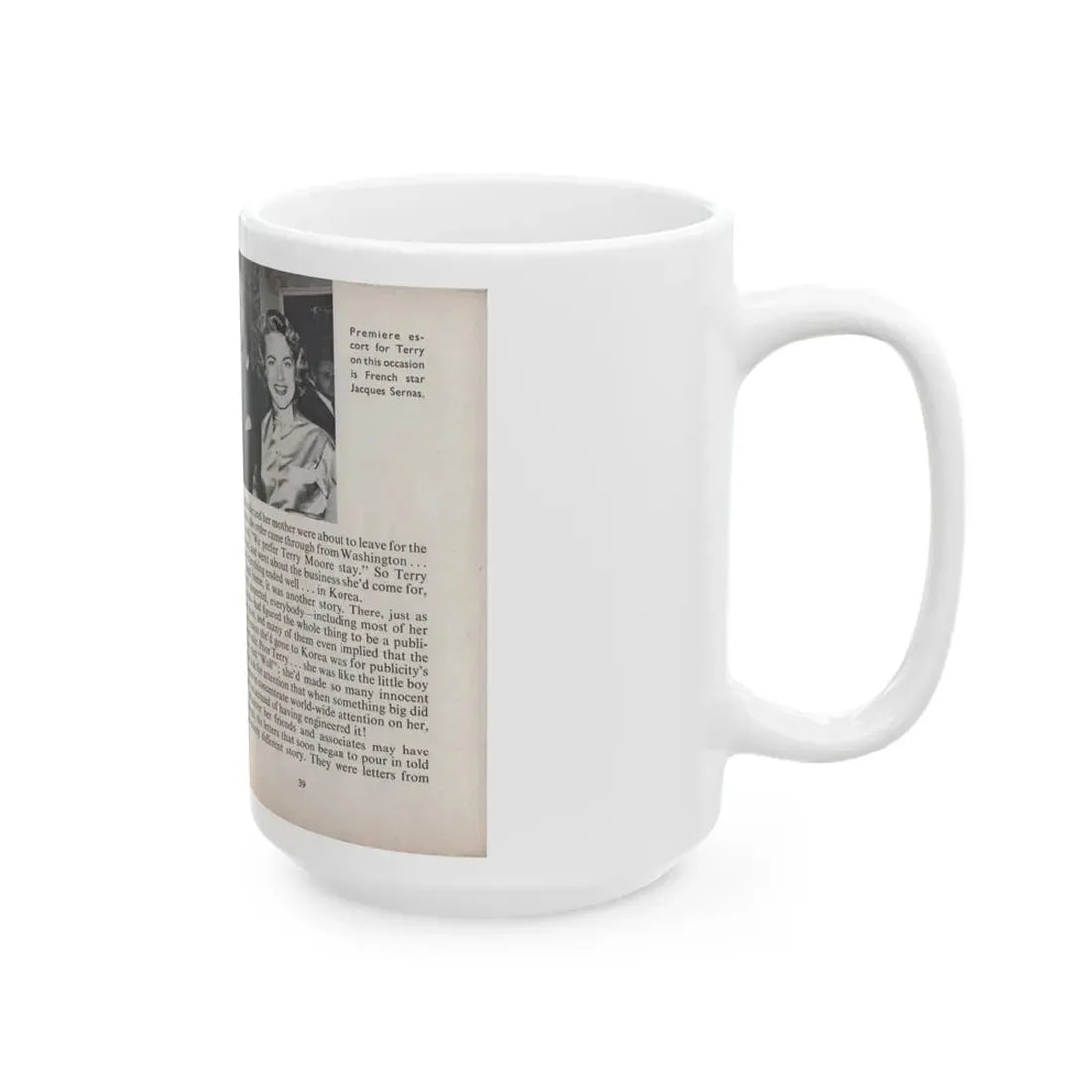 Terry Moore #454 - 66 PHOTOGRAPHS OF Terry MOORE U.K. Pocket Mag. Pages 38 & 39 (Vintage Female Icon) White Coffee Mug - Go Mug Yourself