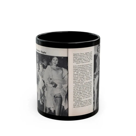 Terry Moore #455 - 66 PHOTOGRAPHS OF Terry MOORE U.K. Pocket Mag. Pages 40 & 41 (Vintage Female Icon) Black Coffee Mug 11oz - Go Mug Yourself