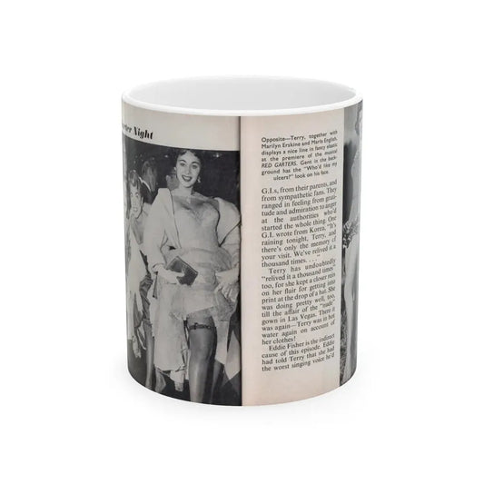 Terry Moore #455 - 66 PHOTOGRAPHS OF Terry MOORE U.K. Pocket Mag. Pages 40 & 41 (Vintage Female Icon) White Coffee Mug 11oz - Go Mug Yourself