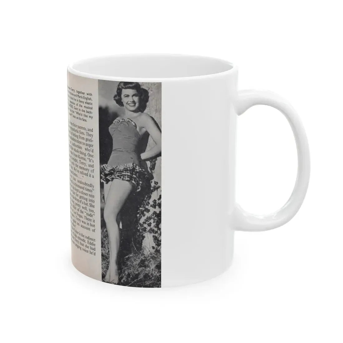 Terry Moore #455 - 66 PHOTOGRAPHS OF Terry MOORE U.K. Pocket Mag. Pages 40 & 41 (Vintage Female Icon) White Coffee Mug - Go Mug Yourself