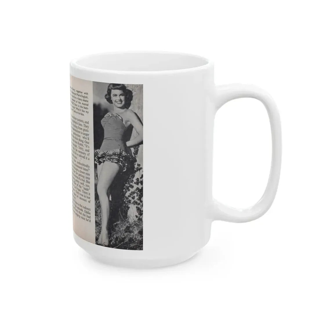 Terry Moore #455 - 66 PHOTOGRAPHS OF Terry MOORE U.K. Pocket Mag. Pages 40 & 41 (Vintage Female Icon) White Coffee Mug - Go Mug Yourself