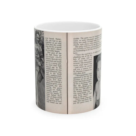 Terry Moore #456 - 66 PHOTOGRAPHS OF Terry MOORE U.K. Pocket Mag. Pages 42 & 43 (Vintage Female Icon) White Coffee Mug 11oz - Go Mug Yourself
