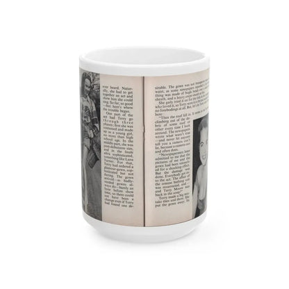 Terry Moore #456 - 66 PHOTOGRAPHS OF Terry MOORE U.K. Pocket Mag. Pages 42 & 43 (Vintage Female Icon) White Coffee Mug 15oz - Go Mug Yourself