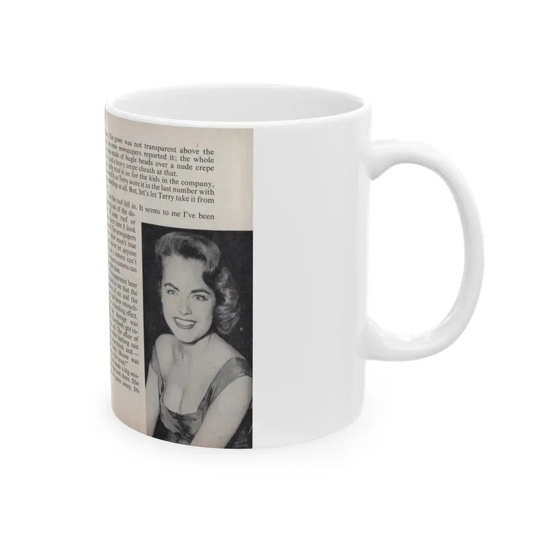 Terry Moore #456 - 66 PHOTOGRAPHS OF Terry MOORE U.K. Pocket Mag. Pages 42 & 43 (Vintage Female Icon) White Coffee Mug - Go Mug Yourself
