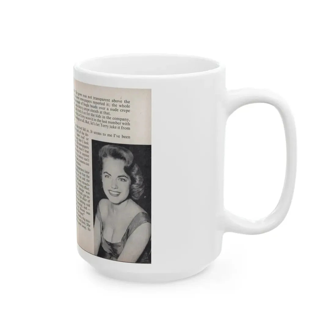 Terry Moore #456 - 66 PHOTOGRAPHS OF Terry MOORE U.K. Pocket Mag. Pages 42 & 43 (Vintage Female Icon) White Coffee Mug - Go Mug Yourself