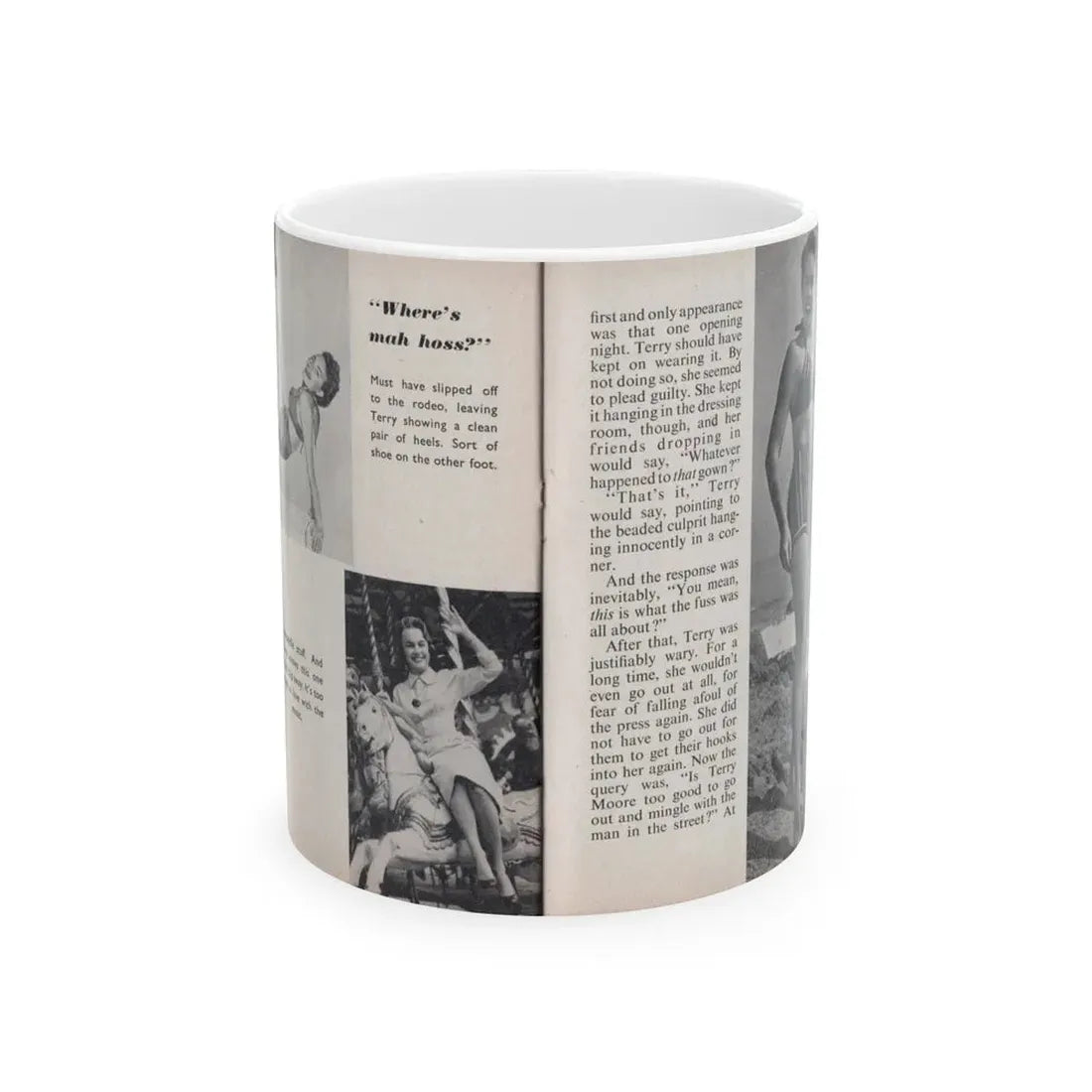 Terry Moore #457 - 66 PHOTOGRAPHS OF Terry MOORE U.K. Pocket Mag. Pages 44 & 45 (Vintage Female Icon) White Coffee Mug 11oz - Go Mug Yourself