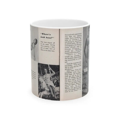 Terry Moore #457 - 66 PHOTOGRAPHS OF Terry MOORE U.K. Pocket Mag. Pages 44 & 45 (Vintage Female Icon) White Coffee Mug 11oz - Go Mug Yourself