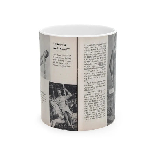 Terry Moore #457 - 66 PHOTOGRAPHS OF Terry MOORE U.K. Pocket Mag. Pages 44 & 45 (Vintage Female Icon) White Coffee Mug 11oz - Go Mug Yourself