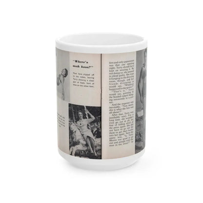 Terry Moore #457 - 66 PHOTOGRAPHS OF Terry MOORE U.K. Pocket Mag. Pages 44 & 45 (Vintage Female Icon) White Coffee Mug 15oz - Go Mug Yourself