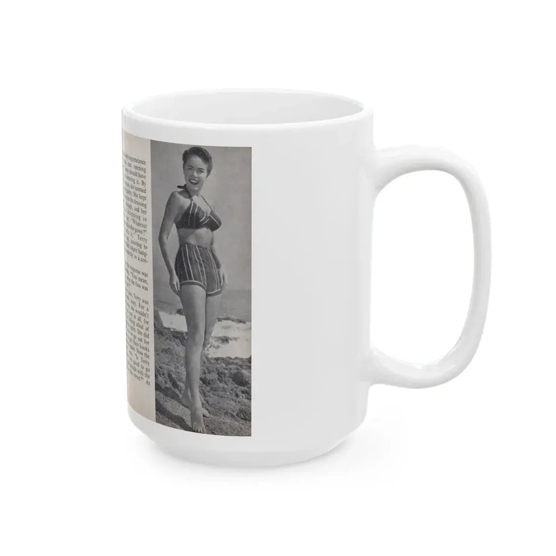 Terry Moore #457 - 66 PHOTOGRAPHS OF Terry MOORE U.K. Pocket Mag. Pages 44 & 45 (Vintage Female Icon) White Coffee Mug - Go Mug Yourself