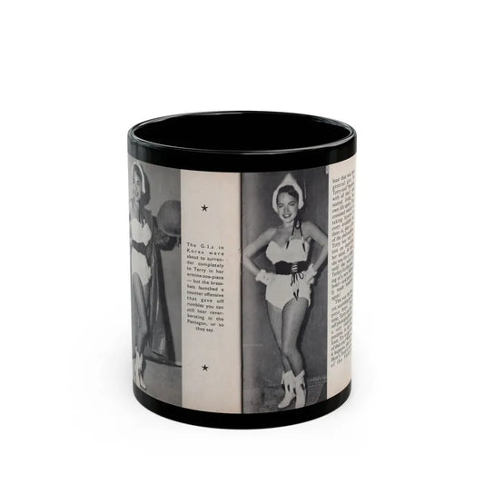 Terry Moore #458 - 66 PHOTOGRAPHS OF Terry MOORE U.K. Pocket Mag. Pages 46 & 47 (Vintage Female Icon) Black Coffee Mug 11oz - Go Mug Yourself