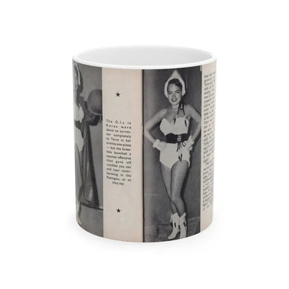 Terry Moore #458 - 66 PHOTOGRAPHS OF Terry MOORE U.K. Pocket Mag. Pages 46 & 47 (Vintage Female Icon) White Coffee Mug 11oz - Go Mug Yourself