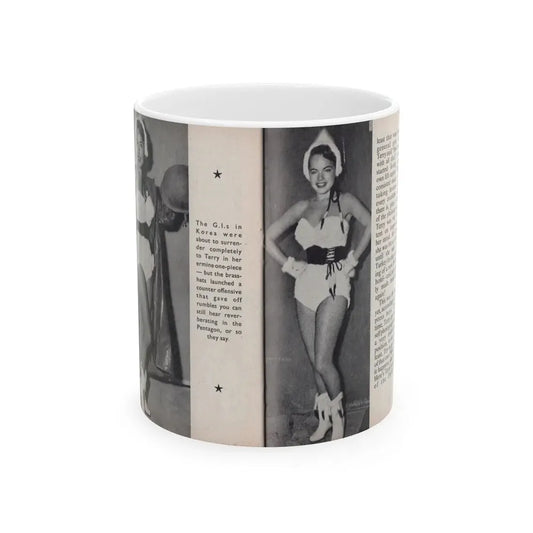 Terry Moore #458 - 66 PHOTOGRAPHS OF Terry MOORE U.K. Pocket Mag. Pages 46 & 47 (Vintage Female Icon) White Coffee Mug 11oz - Go Mug Yourself