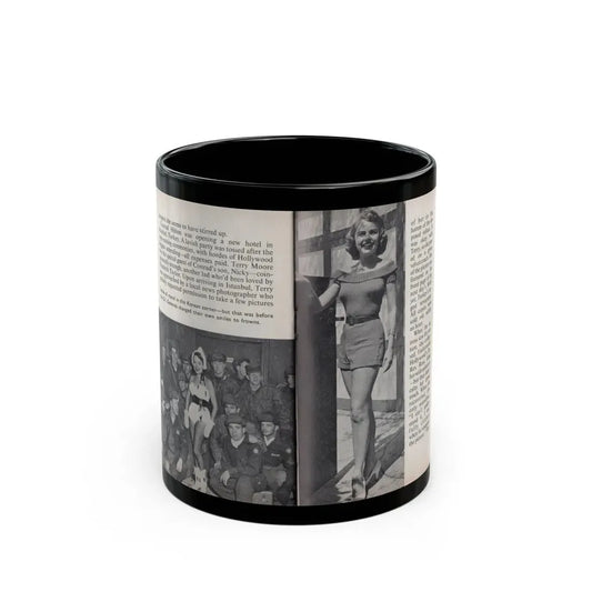 Terry Moore #459 - 66 PHOTOGRAPHS OF Terry MOORE U.K. Pocket Mag. Pages 48 & 49 (Vintage Female Icon) Black Coffee Mug 11oz - Go Mug Yourself