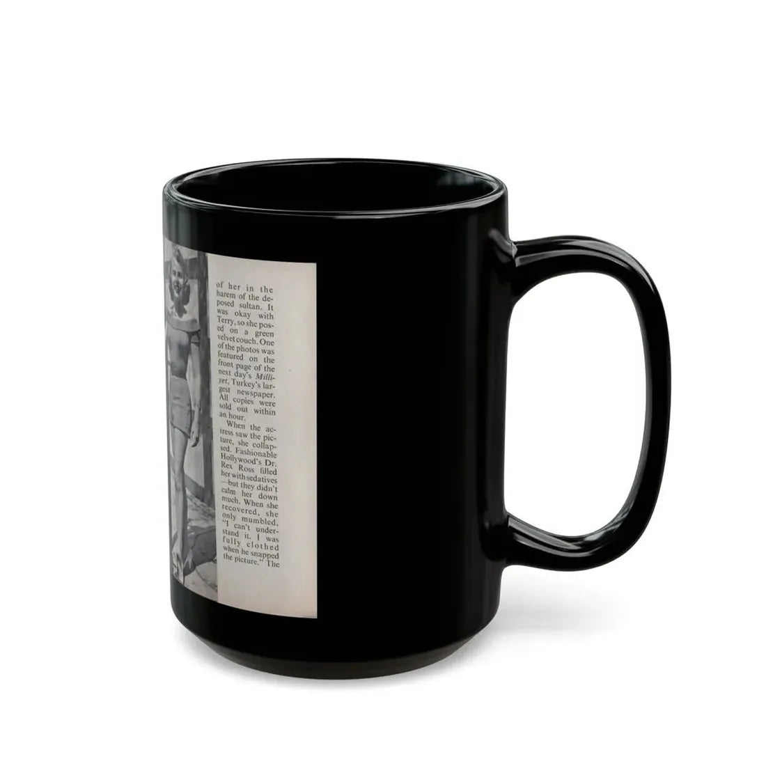 Terry Moore #459 - 66 PHOTOGRAPHS OF Terry MOORE U.K. Pocket Mag. Pages 48 & 49 (Vintage Female Icon) Black Coffee Mug - Go Mug Yourself