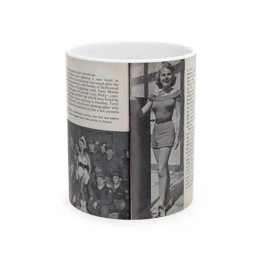 Terry Moore #459 - 66 PHOTOGRAPHS OF Terry MOORE U.K. Pocket Mag. Pages 48 & 49 (Vintage Female Icon) White Coffee Mug 11oz - Go Mug Yourself