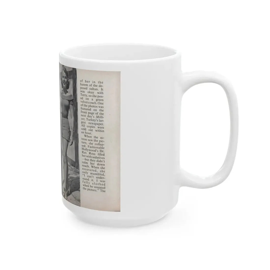 Terry Moore #459 - 66 PHOTOGRAPHS OF Terry MOORE U.K. Pocket Mag. Pages 48 & 49 (Vintage Female Icon) White Coffee Mug - Go Mug Yourself