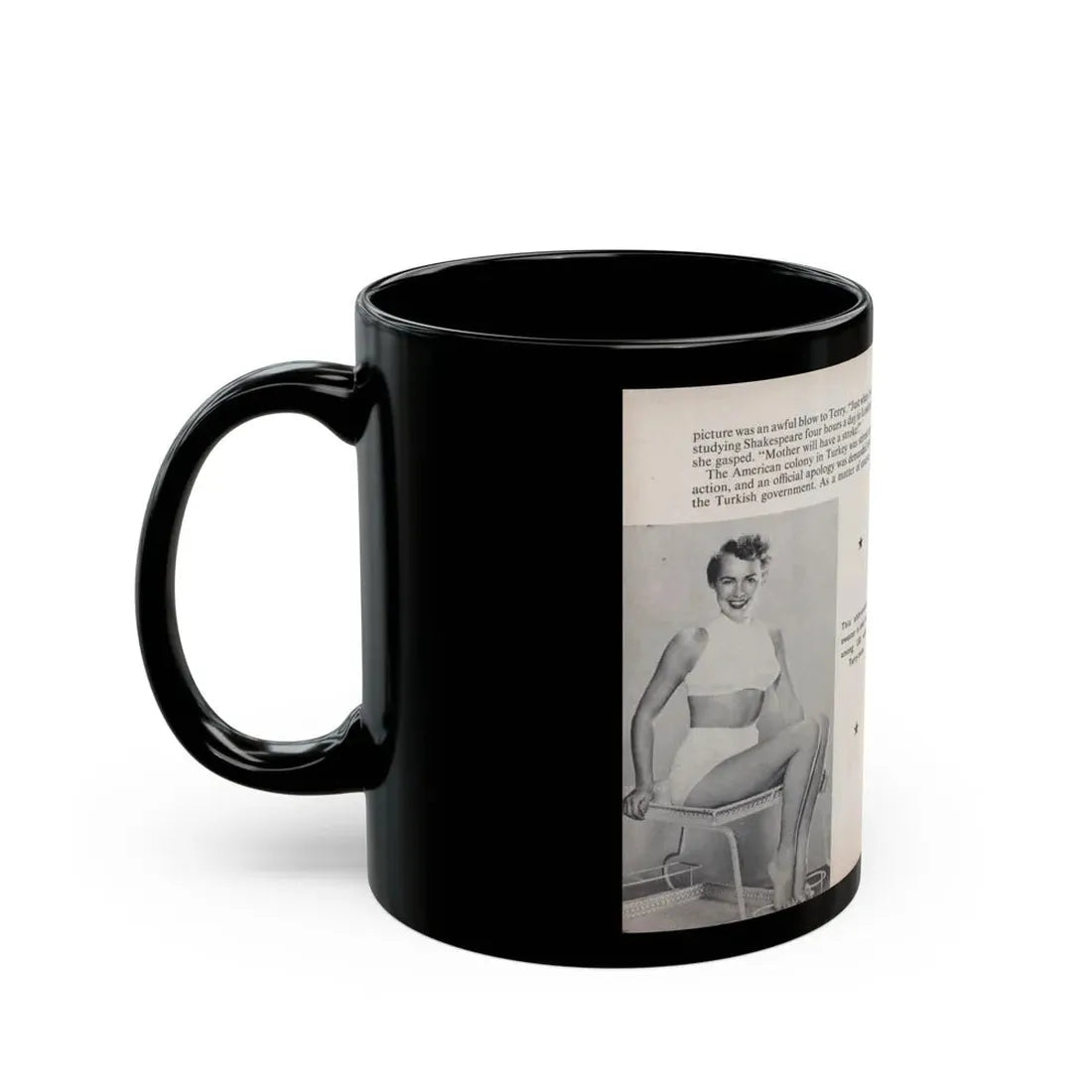 Terry Moore #460 - 66 PHOTOGRAPHS OF Terry MOORE U.K. Pocket Mag. Pages 50 & 51 (Vintage Female Icon) Black Coffee Mug - Go Mug Yourself