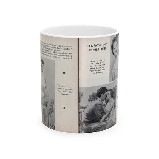Terry Moore #460 - 66 PHOTOGRAPHS OF Terry MOORE U.K. Pocket Mag. Pages 50 & 51 (Vintage Female Icon) White Coffee Mug 11oz - Go Mug Yourself