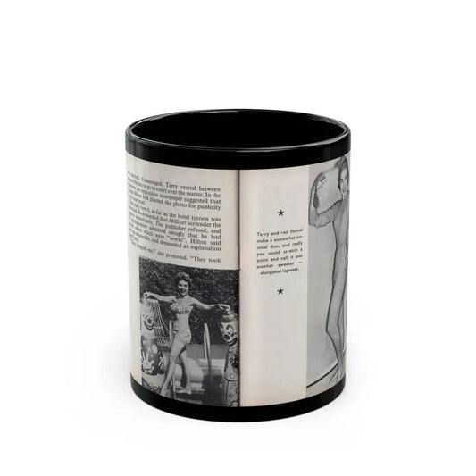 Terry Moore #461 - 66 PHOTOGRAPHS OF Terry MOORE U.K. Pocket Mag. Pages 52 & 53 (Vintage Female Icon) Black Coffee Mug 11oz - Go Mug Yourself