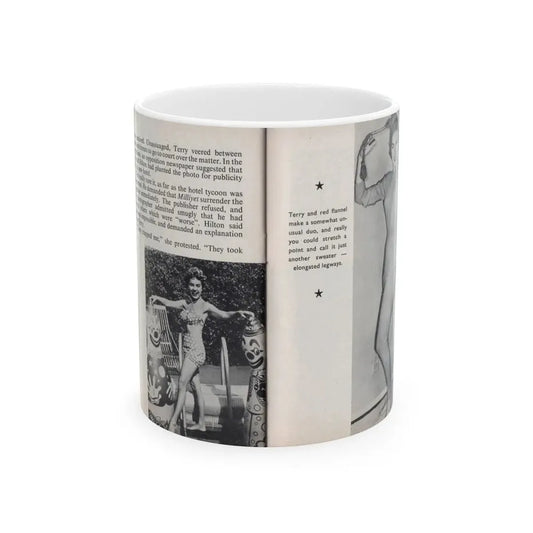 Terry Moore #461 - 66 PHOTOGRAPHS OF Terry MOORE U.K. Pocket Mag. Pages 52 & 53 (Vintage Female Icon) White Coffee Mug 11oz - Go Mug Yourself